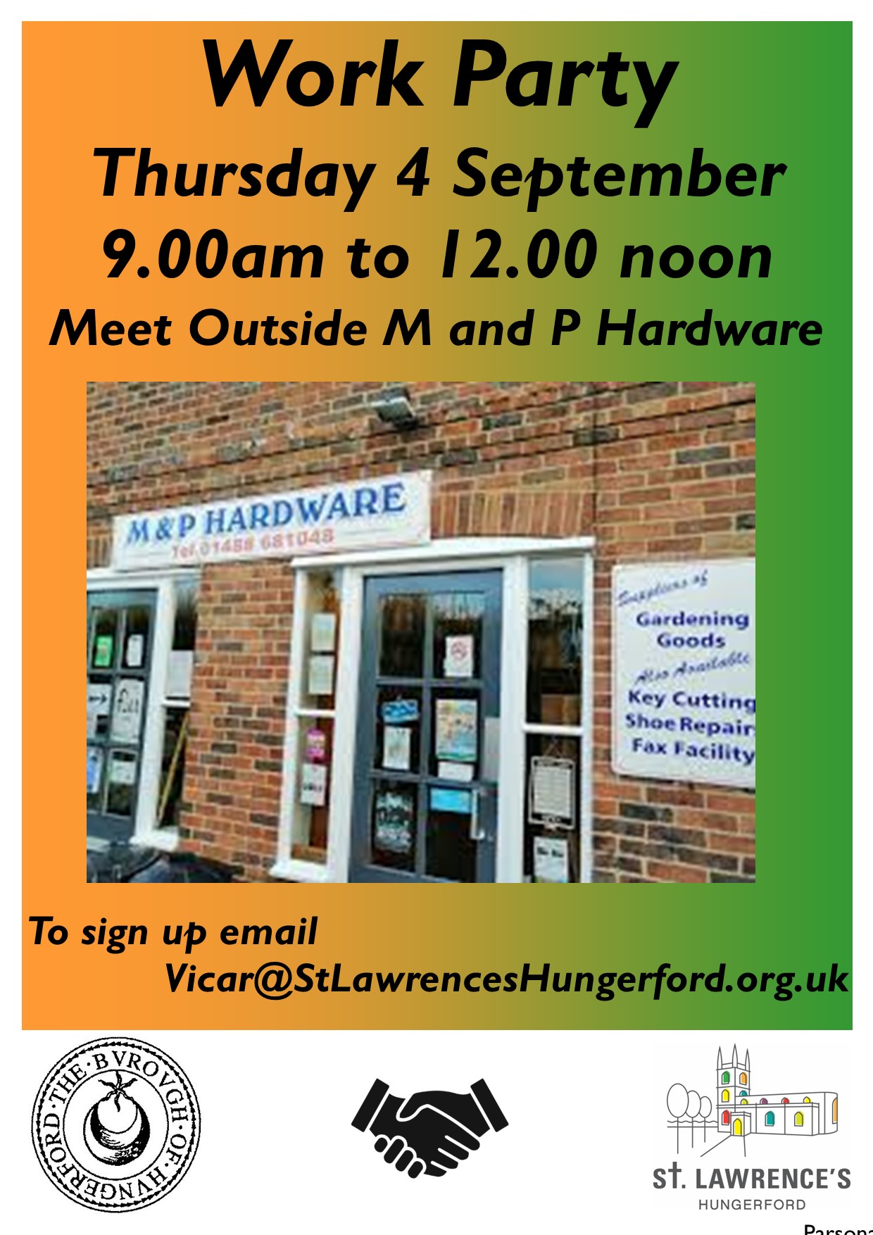 poster of shop where to meet for work party
